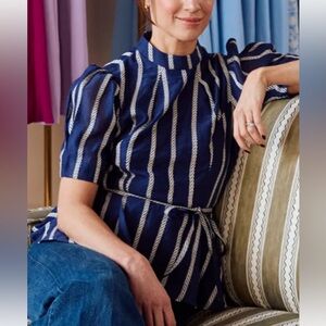 Belulah London Electra Rope Stripe Navy and White 
Blouse | UK 14 US 10
